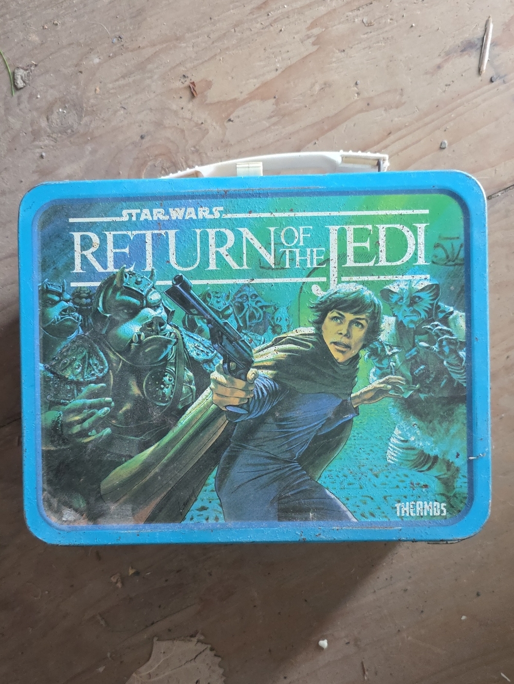 Vintage Thermos Star Wars Return of the Jedi Lunchbox - Blue & Green Artwork